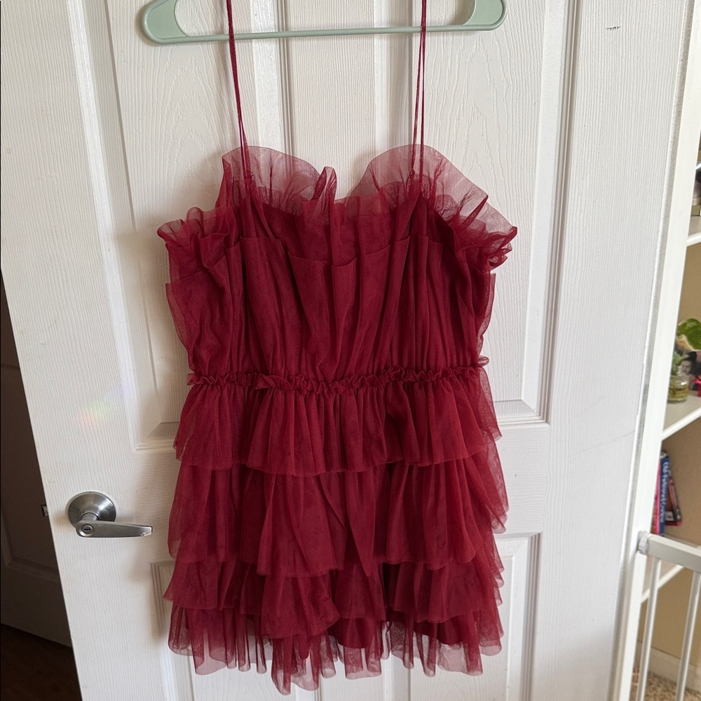 Elegant Red Ruffled Dress - Wednesday Adams!